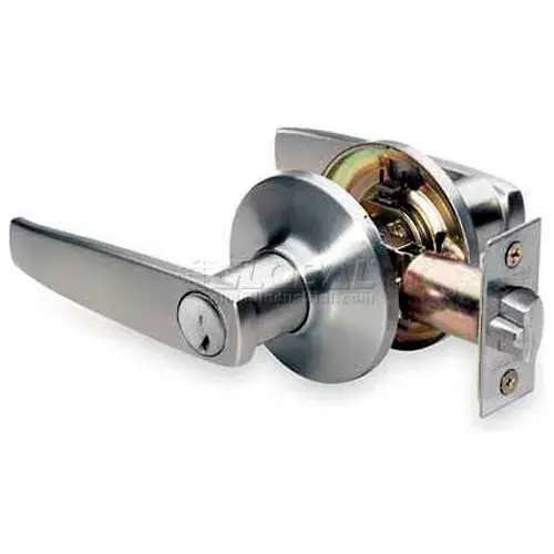 Direct From Factory Master Lock® Straight Lever, Keyed Entry, Satin Nickel