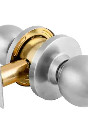 Instant Buy Master Lock® Commercial Cylindrical Lockset Ball Knob, Keyed Entry, Brushed Chrome