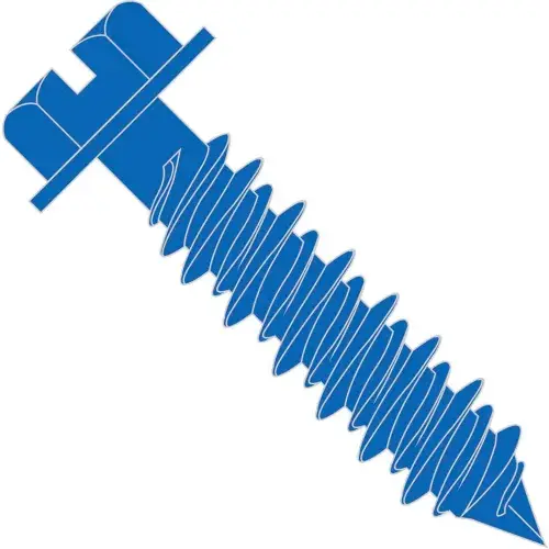 Don't Miss Out 3/16 x 1-3/4 Slotted Hex Washer Concrete Screw With Drill Bit Blue Perma Seal - Pkg of 100