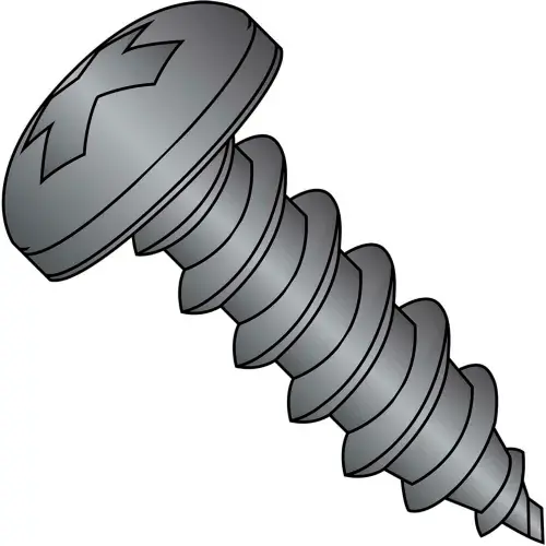 8 x 1 Phillips Pan Self Tapping Screw Type A Fully Threaded Black Oxide - Pkg of 5000 Buy Direct