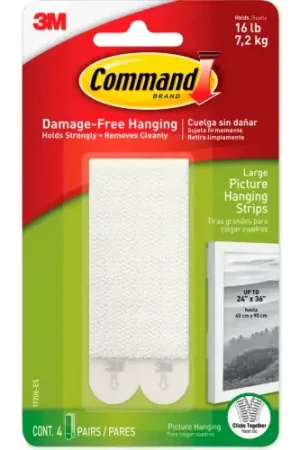 Fast Shipping Command Damage-Free Picture Hanging Strip Pairs, Up to 4 lb, Large 0.75" x 3.65", White, 4/PK