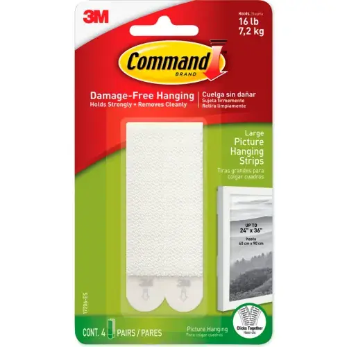 Fast Shipping Command Damage-Free Picture Hanging Strip Pairs, Up to 4 lb, Large 0.75" x 3.65", White, 4/PK