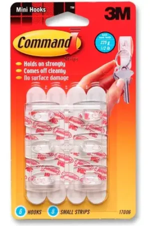 3M Command™ Hooks, Mini , 1/2lb. Capacity, 6 Hooks/8 Strips Low Price