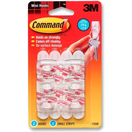 3M Command™ Hooks, Mini , 1/2lb. Capacity, 6 Hooks/8 Strips Low Price