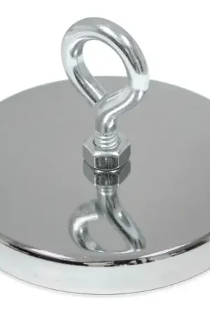 Free Returns Master Magnetics Ceramic Hang-It Magnet RB80EB with Attached Eyebolt 95 Lbs. Pull Chrome Plating