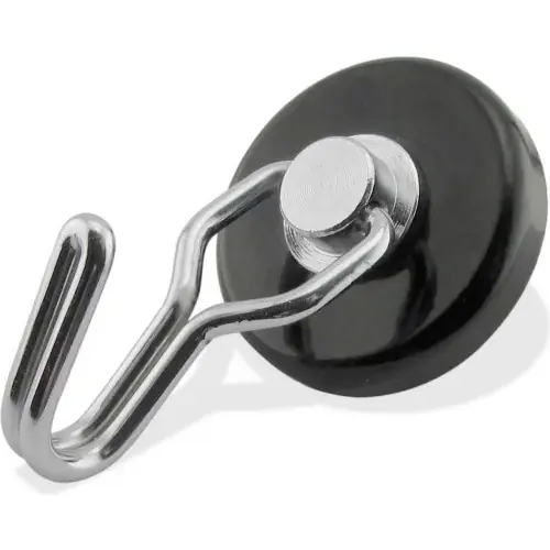 Limited Time Master Magnetics Neodymium Swiveling Magnetic Hook 07580 - 65 Lbs. Pull Black Powdered Coat - Pkg Qty 4