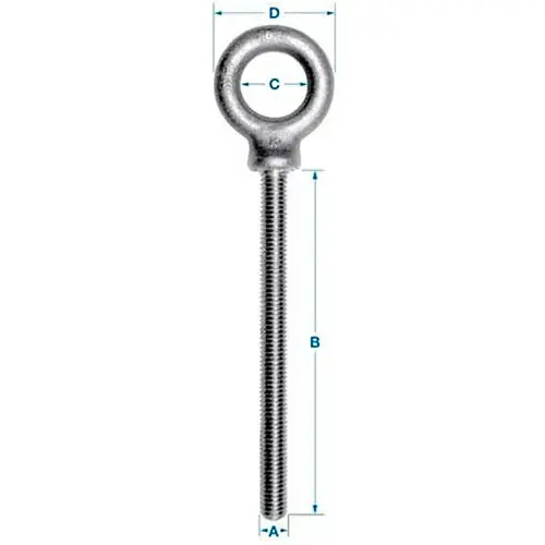 Premium Ken Forging K2025-4-316SS - 316 Stainless Eyebolt - 1/2-13 - 4" Shank - Made In USA