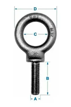 Direct From Factory Ken Forging M20 - Eyebolt - Metric - Shoulder Pattern - M20 x 2.50 - Made In USA