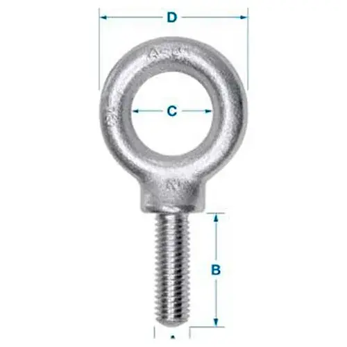 Last Chance Ken Forging K2027-A-HDG - Carbon Eyebolt - 5/8-11 - 1-1/4" Shank - Galvanized - Made In USA
