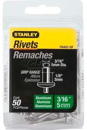 Stanley PAA62-5B Aluminum Rivets 3/16" x 1/8", 50 Pack - Pkg Qty 5 Best Price