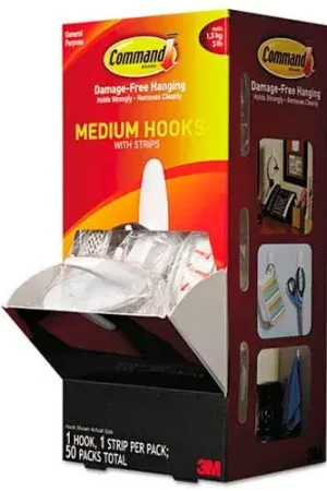 Affordable Command General Purpose Designer Hooks, Plastic, White, 3 lb Capacity, 50 Hooks & 50 Strips