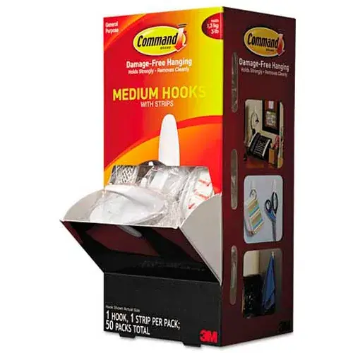 Affordable Command General Purpose Designer Hooks, Plastic, White, 3 lb Capacity, 50 Hooks & 50 Strips
