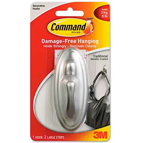 Cheap Command Large Traditional Decorative Hooks, Metal, Brushed Nickel, Supports 5 lb