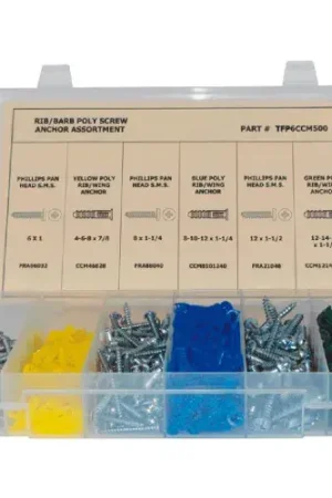 Authentic 500 PC Rib / Barb Poly Screw Anchor Assortment