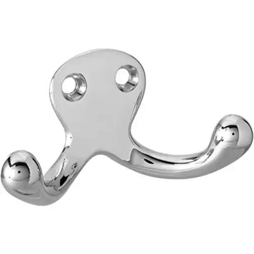 Rockwood Small Double Coat Hook, Satin Chrome - Pkg Qty 5 Price Drop