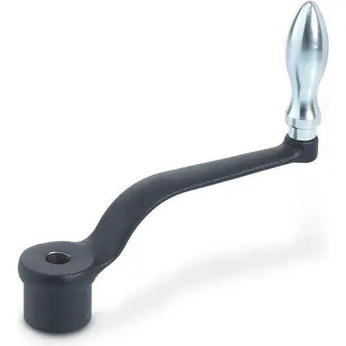 Best Choice J.W. Winco DIN468 Off-Set Crank Handles, Cast Iron, Fixed Handle, Square Bore - 22mm, 3.94"H Handle