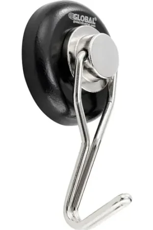 Global Industrial Neodymium Swiveling Magnetic Hook, Black Powdered Coat, 65 Lbs. Pull, 6/Pack Fan Favorite