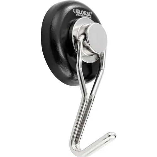 Global Industrial Neodymium Swiveling Magnetic Hook, Black Powdered Coat, 65 Lbs. Pull, 6/Pack Fan Favorite