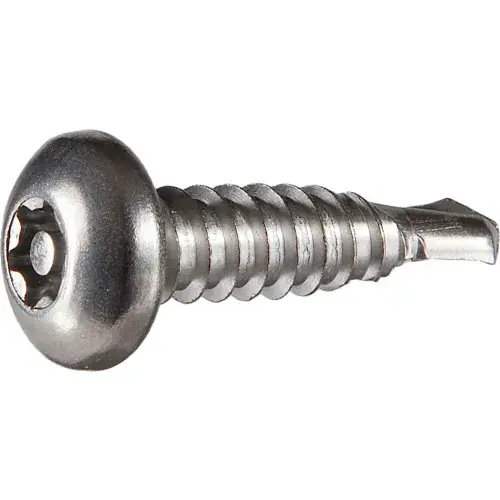 Genuine 10AB x 1-1/4" Tamper-Proof Security Self-Drilling Screw - Pan 6 Lobe Head - 410 SS - Pkg of 100