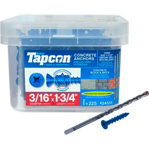Time-Limited 3/16" x 1-3/4" Phil Flat Tapcon Masonry Screws - Package of 100