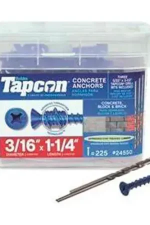 3/16" x 1-1/4" Phil Flat Tapcon Masonry Screws - Package of 100 One Day Deal
