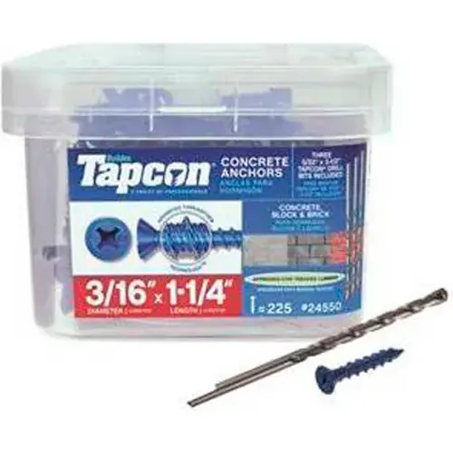 3/16" x 1-1/4" Phil Flat Tapcon Masonry Screws - Package of 100 One Day Deal