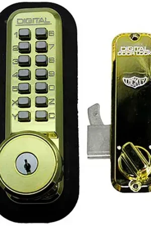 Lockey Digital Door Lock 2500 Mechanical Keyless Hook Bolt with Key Override, Bright Brass High Quality