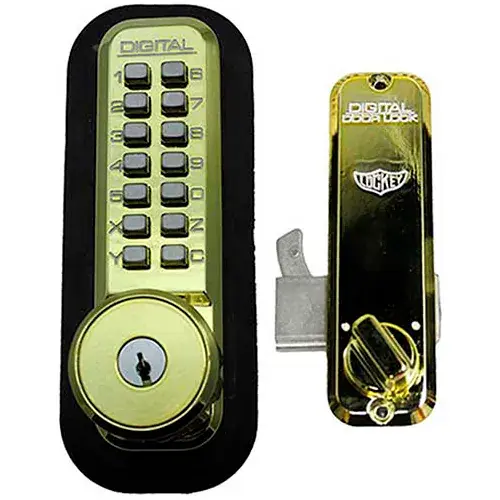 Lockey Digital Door Lock 2500 Mechanical Keyless Hook Bolt with Key Override, Bright Brass High Quality