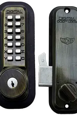 Lockey Digital Door Lock 2500 Mechanical Keyless Hook Bolt with Key Override, Antique Brass Sale