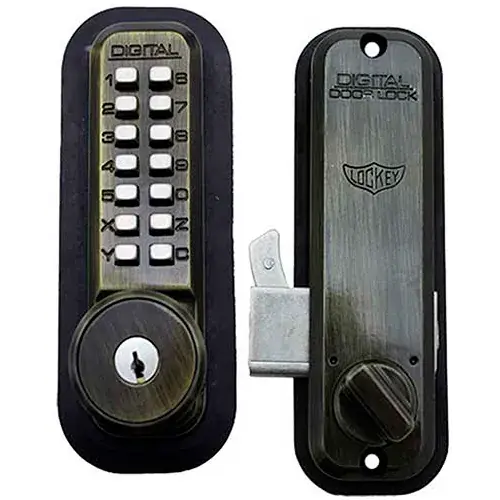 Lockey Digital Door Lock 2500 Mechanical Keyless Hook Bolt with Key Override, Antique Brass Sale