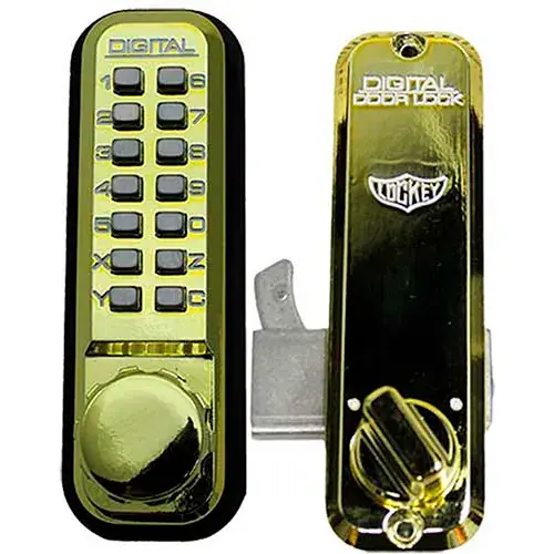 While Supplies Last Lockey Digital Door Lock 2500 Mechanical Keyless Hook Bolt, Bright Brass