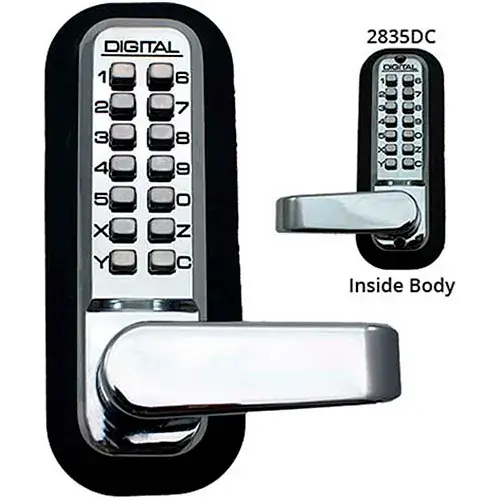 High Quality Lockey Digital Door Lock 2835 Lever Handle with Double Combination, Bright Chrome