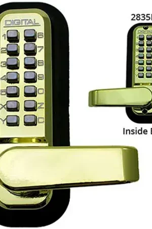 Low Price Lockey Digital Door Lock 2835 Lever Handle with Double Combination, Bright Brass