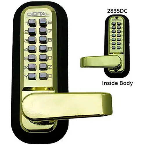 Low Price Lockey Digital Door Lock 2835 Lever Handle with Double Combination, Bright Brass