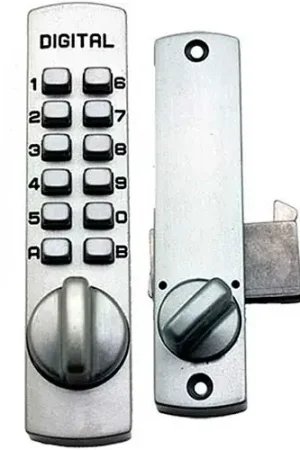 Direct From Factory Lockey C150 Mechanical Keyless Surface Mount Hook Bolt Lock for Sliding Door, Satin Chrome