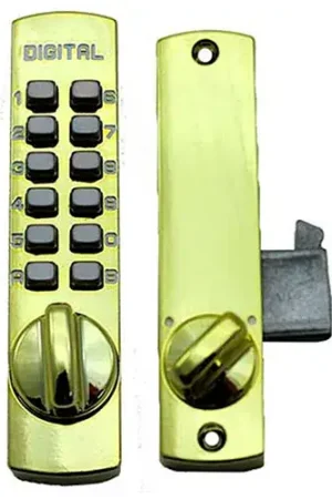 Lockey C150 Mechanical Keyless Surface Mount Hook Bolt Lock for Sliding Door, Bright Brass Weekend Sale