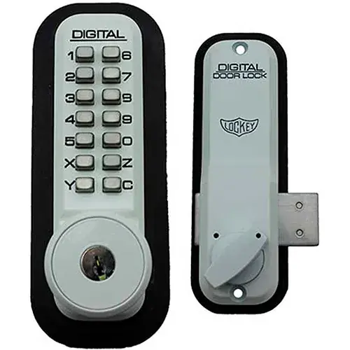 Crafted Lockey Digital Door Lock 2200 Surface/Rim Mount with Key Override, White