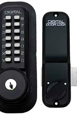 Lockey Digital Door Lock 2200 Surface/Rim Mount with Key Override, Jet Black Brand New