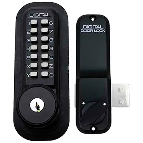 Lockey Digital Door Lock 2200 Surface/Rim Mount with Key Override, Jet Black Brand New