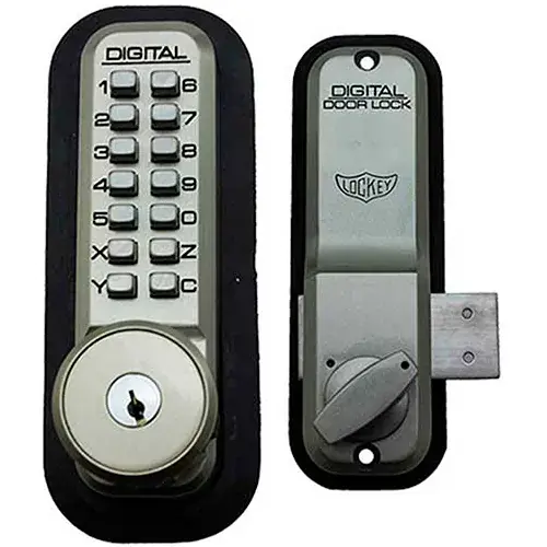 Top Rated Lockey Digital Door Lock 2200 Surface/Rim Mount with Key Override, Satin Nickel