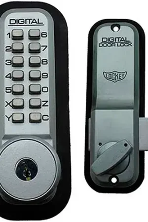 In Demand Lockey Digital Door Lock 2200 Surface/Rim Mount with Key Override, Satin Chrome
