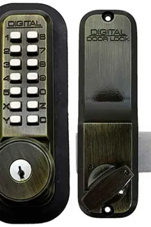Lockey Digital Door Lock 2200 Surface/Rim Mount with Key Override, Antique Brass Flash Sale