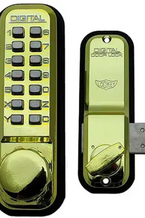 Lockey Digital Door Lock 2200 Surface/Rim Mount, Bright Brass Direct From Factory