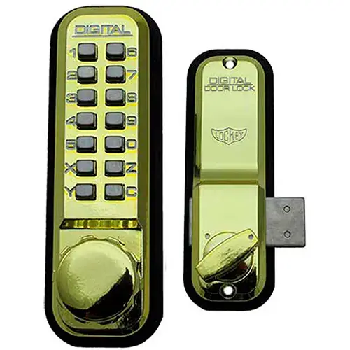 Lockey Digital Door Lock 2200 Surface/Rim Mount, Bright Brass Direct From Factory