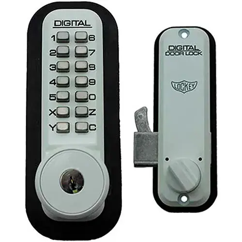 Time-Limited Lockey Digital Door Lock 2500 Mechanical Keyless Hook Bolt with Key Override, White