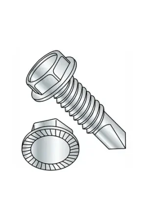 12-14 x 2" Self-Drilling Screw, Unslotted Indented Hex Washer Head, 410 Stainless Steel, Pk of 200 Limited Offer