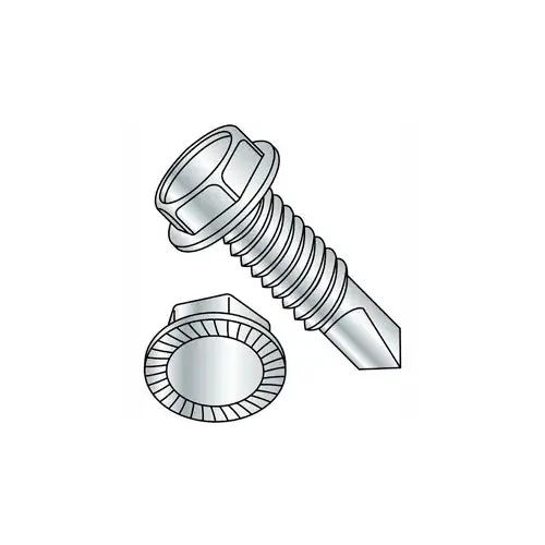 12-14 x 2" Self-Drilling Screw, Unslotted Indented Hex Washer Head, 410 Stainless Steel, Pk of 200 Limited Offer