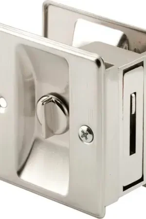 Prime-Line N 7239 Pocket Door Privacy Lock with Pull, Satin Nickel Certified