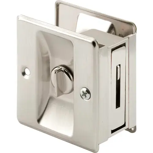 Prime-Line N 7239 Pocket Door Privacy Lock with Pull, Satin Nickel Certified