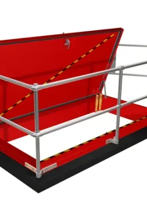 Super Sale Kee Safety® Roof Hatch Railing Kit with Forward Barrier & Side Entry, Galvanized Steel, 132"L